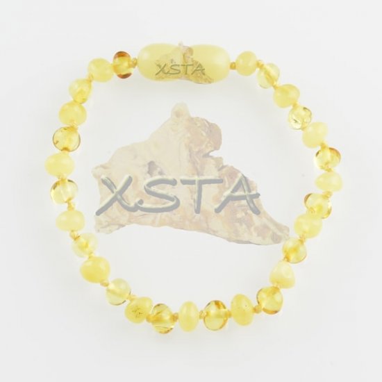 Amber teething bracelet baroque yellow matte polished 